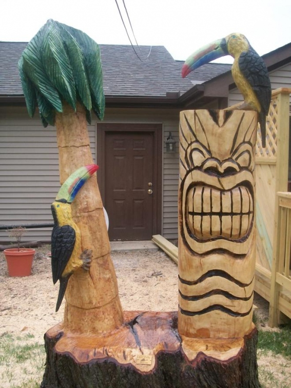 Tiki, Parrot, and Palm Tree